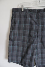 PGA Tour Black Blue Plaid Shorts | 36