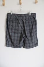 PGA Tour Black Blue Plaid Shorts | 36