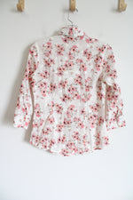 Van Heusen Floral Dotted Pink White Button Down Shirt | XS