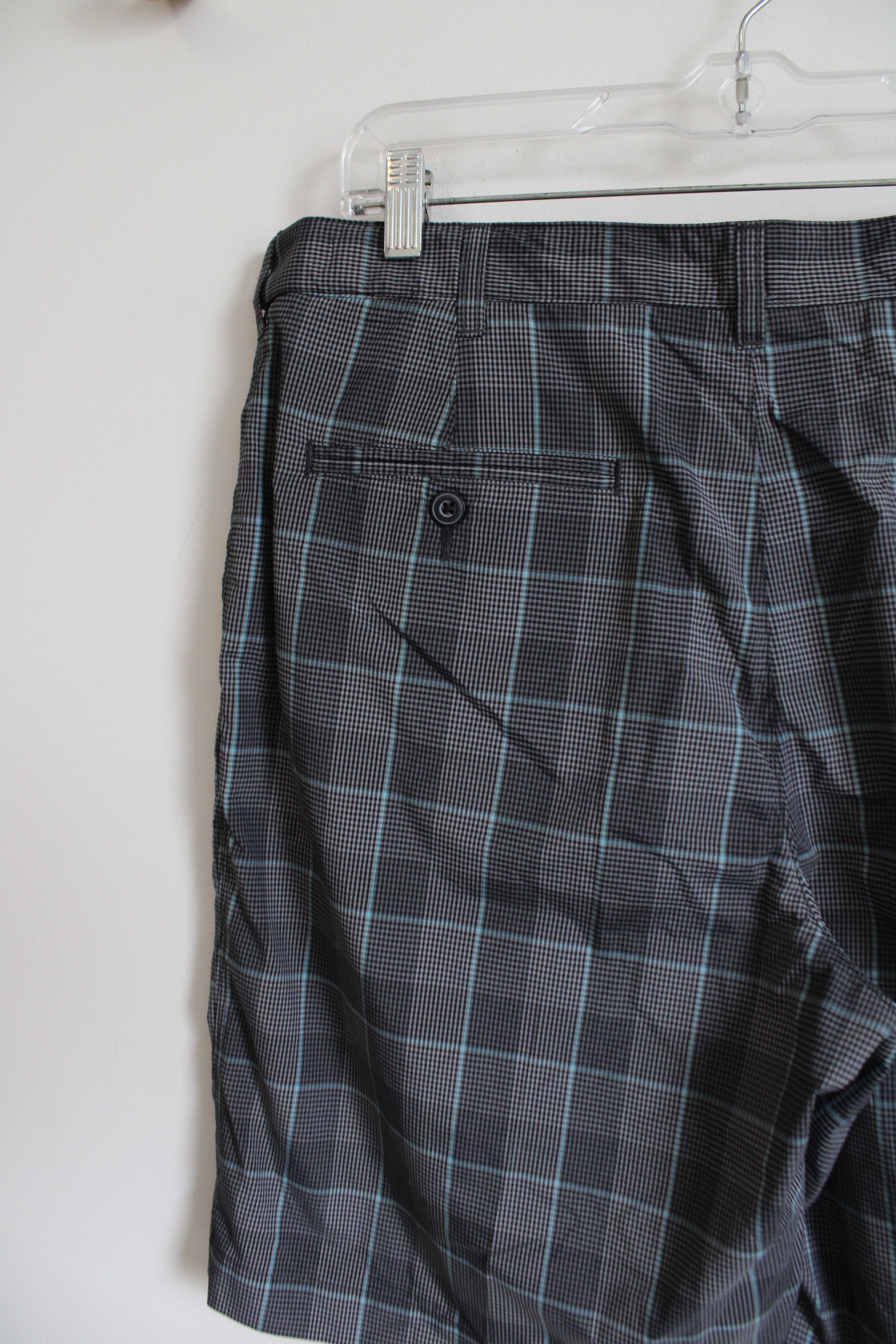 PGA Tour Black Blue Plaid Shorts | 36
