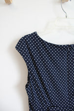 Connected Apparel Navy & White Polka Dot A-Line Wide Neck Dress | 10