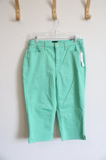 NEW Talbots Green Slim Leg Pedal Pusher Jean Capris | 8