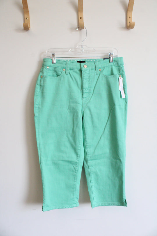 NEW Talbots Green Slim Leg Pedal Pusher Jean Capris | 8