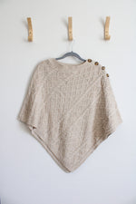 J.Jill Tan Cable Knit Sweater Poncho Top | S-L