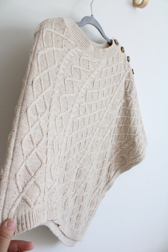J.Jill Tan Cable Knit Sweater Poncho Top | S-L