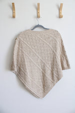 J.Jill Tan Cable Knit Sweater Poncho Top | S-L