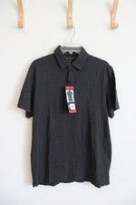 NEW Banana Republic Black & Gray Striped Luxe Touch Performance Polo Shirt | M
