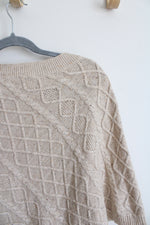 J.Jill Tan Cable Knit Sweater Poncho Top | S-L