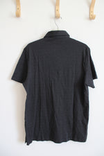 NEW Banana Republic Black & Gray Striped Luxe Touch Performance Polo Shirt | M