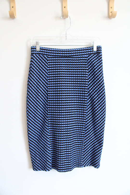 Maeve Anthropologie Blue & Black Textured Pencil Skirt | S