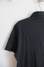 NEW Banana Republic Black & Gray Striped Luxe Touch Performance Polo Shirt | M