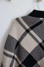 Shein Black & Brown Plaid Poncho Sweater Top | One Size