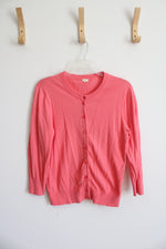 J.Crew Pink Cotton Button Down Cardigan | L