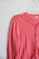 J.Crew Pink Cotton Button Down Cardigan | L
