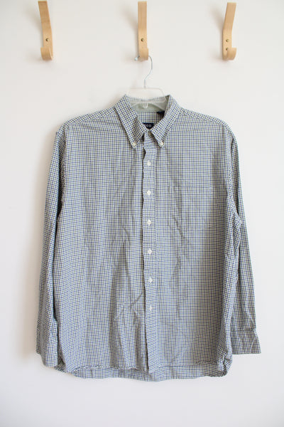 Izod Green Blue & White Plaid Button Down Shirt | L Jubilee Thrift Izod Green Blue & White Plaid Button Down Shirt | L Jubilee Thrift