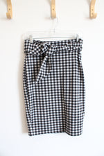 Maeve Anthropologie Black & White Checkered Belted Pencil Skirt | S