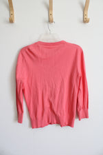 J.Crew Pink Cotton Button Down Cardigan | L