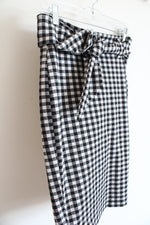 Maeve Anthropologie Black & White Checkered Belted Pencil Skirt | S