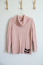 Calvin Klein Light Pink Cable Knit Turtleneck Sweater | L