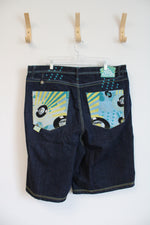 Akademiks RN0100964 Blue & Yellow Graffiti Denim Shorts | 42