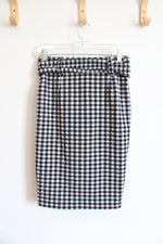 Maeve Anthropologie Black & White Checkered Belted Pencil Skirt | S