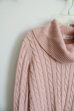 Calvin Klein Light Pink Cable Knit Turtleneck Sweater | L