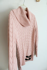 Calvin Klein Light Pink Cable Knit Turtleneck Sweater | L