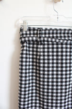 Maeve Anthropologie Black & White Checkered Belted Pencil Skirt | S