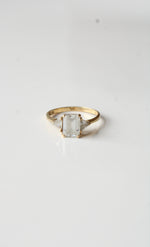14K Yellow Gold Emerald Cut CZ Ring | Size 7
