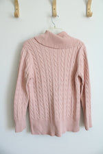 Calvin Klein Light Pink Cable Knit Turtleneck Sweater | L