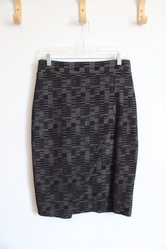 Maeve Anthropologie Black & Gray Striped Pencil Skirt | S