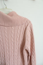 Calvin Klein Light Pink Cable Knit Turtleneck Sweater | L