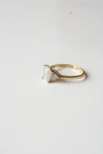 14K Yellow Gold Emerald Cut CZ Ring | Size 7