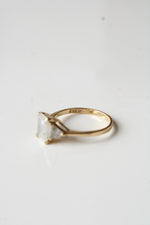 14K Yellow Gold Emerald Cut CZ Ring | Size 7