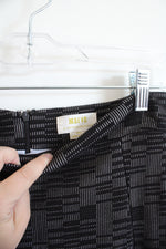 Maeve Anthropologie Black & Gray Striped Pencil Skirt | S