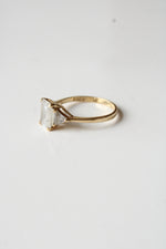 14K Yellow Gold Emerald Cut CZ Ring | Size 7