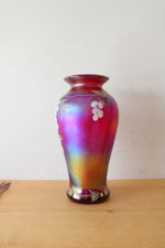 Fenton Heirloom Optics Collection Hand Painted Pink Iridescent Vase