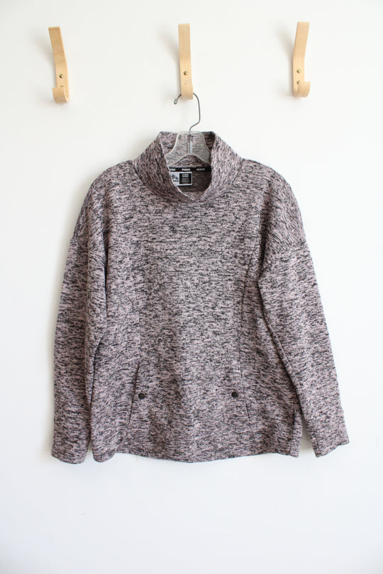 RBX Pink & Gray Heathered Mock Neck Pullover Sweatshirt | M