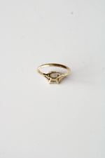 14K Yellow Gold Emerald Cut CZ Ring | Size 7