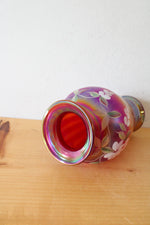 Fenton Heirloom Optics Collection Hand Painted Pink Iridescent Vase