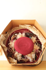 Vintage Mary Jean Collection Burgundy Dress Hat with Feathers