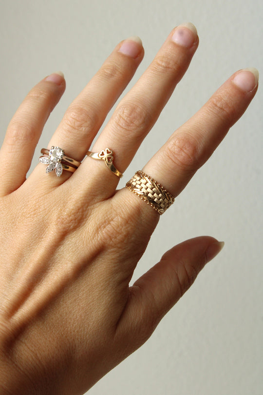 14K Yellow Gold Chain Mail Style Ring | Size 7