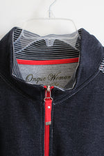 Onque Woman Blue Red & White Stripe Full Zip Jacket | 2X