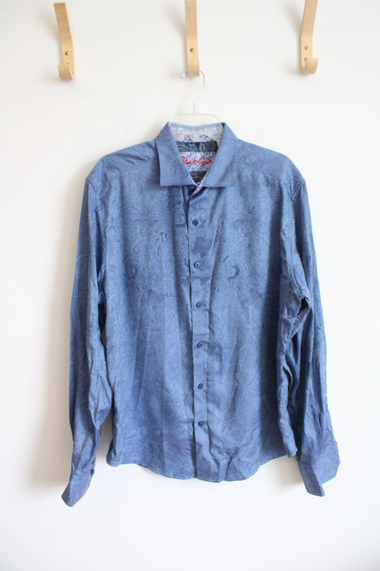 Robert Graham Blue Patterned Button Down Shirt | XL