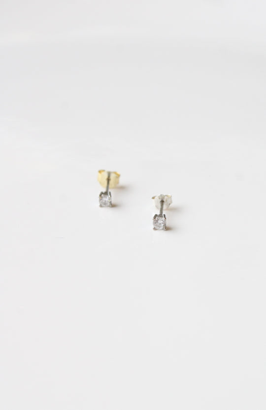 CZ Clear Stone Sterling Silver Stud Earrings