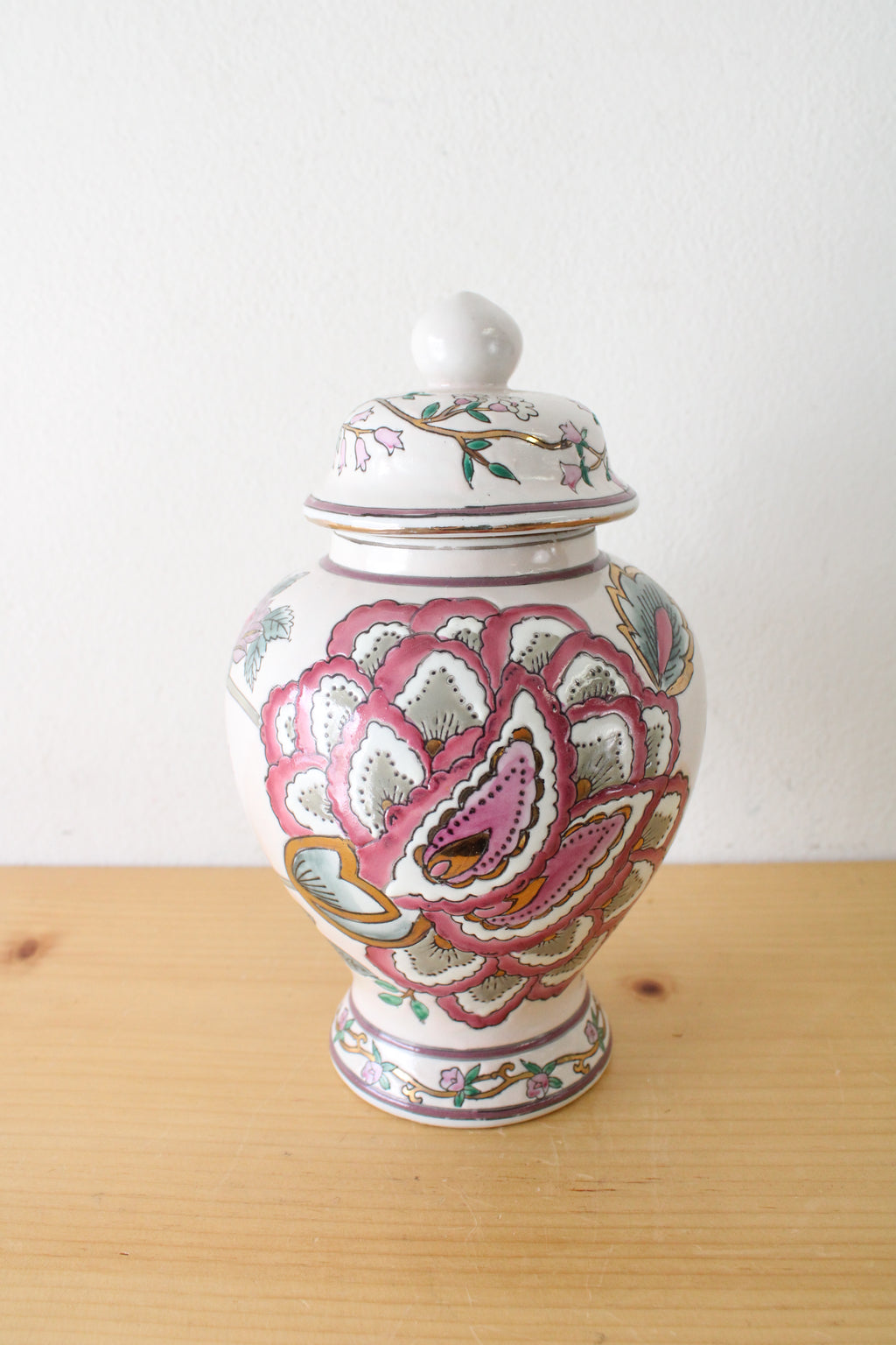Decorative Hand Painted Asian Style Floral Urn (JC Penney Exclusive)
