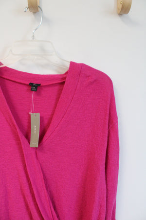 NEW J.Crew Magenta Long Sleeved Wrap Top | M