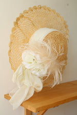 Vintage Elsie Massey Victorian Revival Touring Straw Brim Hat
