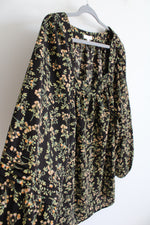 Lauren Conrad Black Green & Orange Floral Square Neck Top | 2X