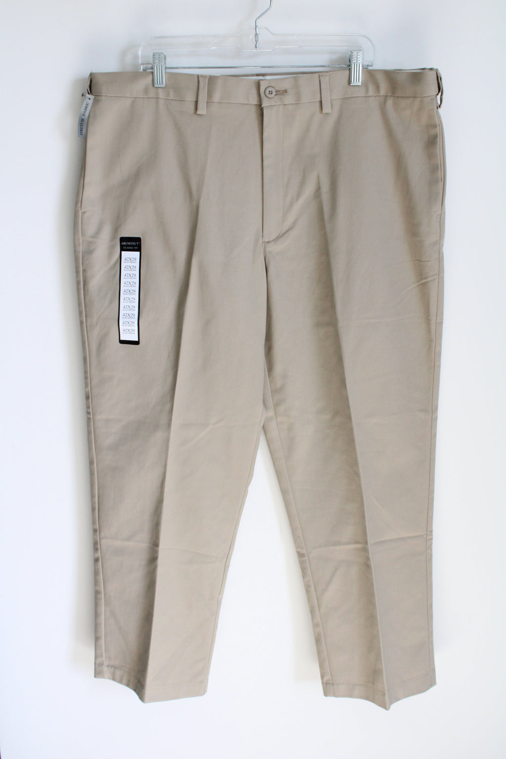 NEW Architect Premium Classic Fit Tan Flat Front Khaki Pant | 42X29